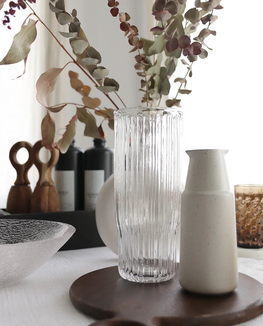 carafe, verre strié