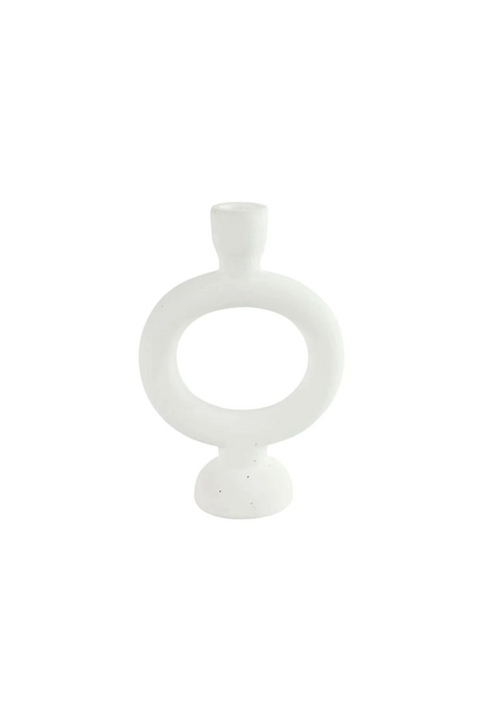 Bougeoir circulaire, en céramique, blanc